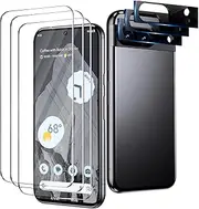 [3+3 Pack] for Google Pixel 8 pro Screen Protector+ Camera Lens Protector,HD Tempered Glass,9H Hardness,Case Friendly,Easy Installation,Anti-Shatter,Bubble Free