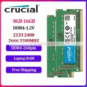 Crucial RAM DDR4 Laptop Memory 8GB 16GB SODIMM RAM 2133 2400 2666 3200MHz 1.2V
