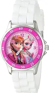 [Accutime] Disney Kids' FZN3550 Frozen Anna and Elsa Watch with White Rubber Band, White, Quartz Movement