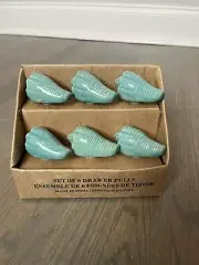 Seashell Drawer Pulls Blue Conch Shell Nautical Beach Decor Coastal set of 6
