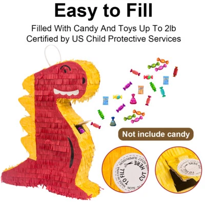 Dinosaur Pinata with Hanging Loop For Kids Birthday Mexican Pinata Cinco De Mayo