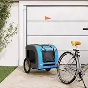 Pet Bike Trailer Blue and Grey Oxford Fabric Iron Dog Cat Carrier Bicycle Stroller