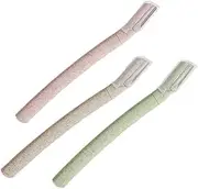 Eyebrow Razor Set, 3-Pack Wheatstraw Women's Facial Hair Removal Tools, Smooth Dermaplaning for Brows and Face