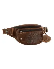 [Jack's Inn 54] Crazy Horse Leather Bumbag Waist Belt Bag Pouch in Cognac