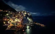 Landscape nature italy manarola town city lights starry Custom Gaming Mat Desk