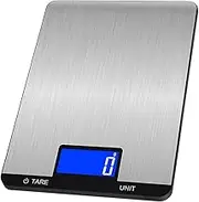 Digital Food Scale 15kg/33lb Rechargeable Digital Kitchen Scale with LCD Display Touch Buttons 7 Units Option 3g/0.1oz Precise Graduation Stainless Steel Digital Scale for Baking Cooking