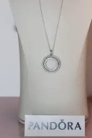 NIB PANDORA Spinning Hearts of Pandora necklace 397410cz-60 Sterling Silver $125