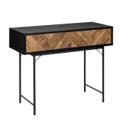 Design Square Magnus Hall Console Hallway Table 2-Drawers Walnut/Black
