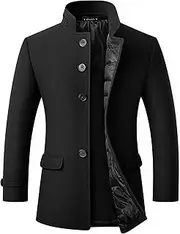 [Sumairah] Mens Wool Coat Classic Overcoat Thigh-length Warm Jacket Versatile Modern Winter Wool Coat For Men