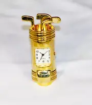 Gold Metal Golf Day 7cm Bag Desk Clock Gift Birthday Present Father Dad Bull