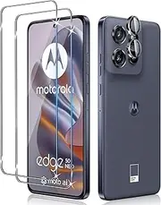 LiiLaa Screen Protector for Motorola Moto Edge 50 Neo for Tempered Glass, Pack of 2 Tempered Glass Film and 1 Set Camera Protection, HD Clear, Anti-Scratch, Bubble-Free, Fingerprint ID Support