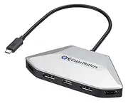 Cable Matters 4K Quad Display USB C MST Adapter, Windows Only, Supports Up to [8K@60Hz / 4X 4K@60Hz Video, 140W Charging], USB C Hub with 2X DisplayPort 2.1 and 2X HDMI 2.1, Thunderbolt 4/5 Compatible