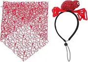HYTROVE Dog Halloween Costumes Accessory Spider Headband Bandana Triangular Pet Towel for Parties
