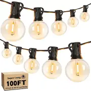 2pcs 50' LED Outdoor String Lights Patio Light- Shatterproof Dimmable Globe Bulb