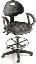 GLOBAL INDUSTRIAL 5-Way Adjustable Ergonomic Stool with Loop Armrests Black