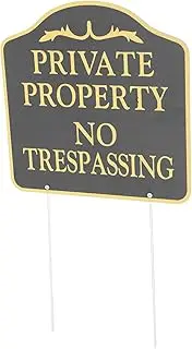 VANZACK No Trespassing Sign Security Post Home Weatherproof Front Private Property Sign Decor Outdoor Sign Yard Solicit Statement Keep Stake outside Hunt Aluminum Black