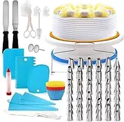 106Pcs Cake Deco ing Supplies Kit Baking F nt Tool Set Turntable Piping Bag Tip Pen Spatula DIY Cake Cupcake Deco ing Icing Tool Set Blue