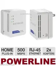 2 X HOMEPLUG NETGEAR 500 Mbps POWERLINE ADAPTER ETHERNET KIT PS4 IPTV wifi PS5