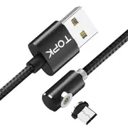 2.1A Magnetic Elbow Micro USB Fast Charging Data Cable For Xiaomi HUAWEI Honor Android Phone BLACK COLOR