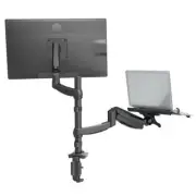 Loctek 10"-30" Single Monitor Ergonomic Gas Spring Arm - With 10.1"-17.3" Laptop