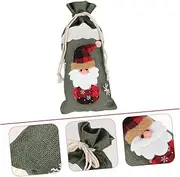MOLUCKFU Linen Wine Bottle Cover for Christmas Bottle Dress Bag Decorative Old Man Doll Faux Leather Wine Bottle Bag Friends