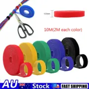 10M Reusable Nylon Hook and Loop Self Adhesive Cable Strap Fastener Tape 5 Color