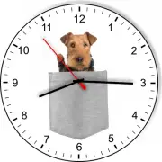 Airedale Terrier In Your Pocket Cute Puppy Dog kitchen living room Wall Clock