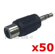 50 Pack RCA Female Jack to 3.5mm 1/8" Stereo Male Plug Audio Adapter Headphone