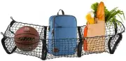 Stretchable Black Mesh 3 Pocket Trunk Cargo Organizer Bin Bag Storage Net Holder