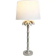 LVD Linen/Polyresin Lamp Palm Elegance Antique Room Light Decor 78cm Silver
