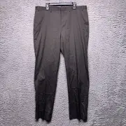 Andrew Marc New York Pants Mens 37 33 Brown Unhemmed Dress Flat Front