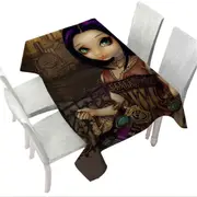 Poe a Beautiful Steampunk Flair Girl Tablecloth