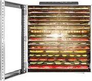 1500W Household Food Dehydrator, Dry Fruit Machine 10/12 Tray 360° Heating Food Dehydration Commercial Touch Screen Food Dryer for Fruit Vegetables Pet Snacks 12