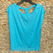 Chaser Teal Blue Open Back Slit Top. Size Small. NWT New!