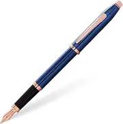 Cross Century II Refillable Fountain Pen, Medium Nib, Includes Luxury Gift Box - Translucent Cobalt Blue Lacquer