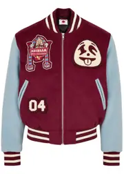 Ice Cream Diner Team Felt Varsity Jacket - Burgundy - S S