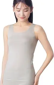[Wing] EL1148 Women's Inner Organic Cotton Blend Material, Non-Hibble, Thin and Light, Sweat Absorbent, Quick Drying, Can Be Worn Front and Back, Luxurious Organic Flat Type, Sleeveless