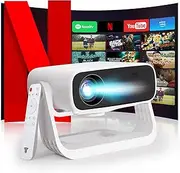 Smart Projector Built-in Apps, Android 11 Native 1080P WiFi 6 Bluetooth 5.2, 4K Supported, Low Fan Noise (<30dB), 120° Adjustable Stand, Home Cinema Projector for iOS/Android/PS5
