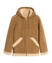 hooded parka in triomphe curly lambskin FR34,FR36 khaki