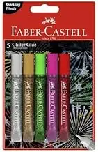 Faber-Castell Solvent-Free Classic Glitter Glue, Assorted – Pack of 5, (85-405105-12)