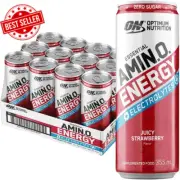Amino Energy + Electrolytes Sparkling Hydration Drink, Strawberry Flavour, 355Ml