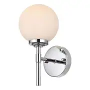 Living District Ansley 1-Light Iron & Glass Bath Sconce in Chrome/Frosted White