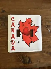 New! Red Canada Double Light Switch Cover Metal
