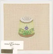 Stitcher's Eden Designs Violets Thimble Hand Painted Canvas 18ct NEW