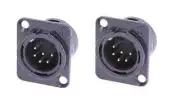 (2 Pack)Neutrik NC6MD-L-B-1 XLR 6 Pin Male Panel Mount Black/Gold Contacts