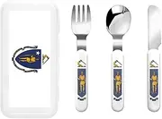 Massachusetts State Flag 3 Piece Set For Camping Stainless Steel Flatware, Spoon, Fork, Knife, Ideal For Outdoor
