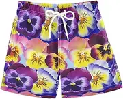 [ODAWA] Colorful Pansy Flowers Boys Swim Board Shorts Quick Dry Drawstring Boardshort for 2-12 Year Olds, Colorful Pansy Flowers, 3 Years