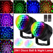 2 IN 1 Sound Activated Party Dj Ball Strobe Light Remote Control & Night Lamp