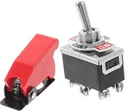 ULTECHNOVO 203A Heavy Duty Waterproof Toggle/Off/ON 12V DPDT with Red Protective Cover for Automotive A0076