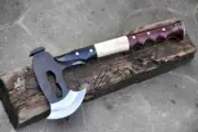 Hand Forged Viking Tomahawk Axe Full Tang Leather Sheath For Camping & Hunting